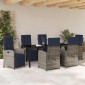 vidaXL Σέτ φαγητού για κήπο 7 τμχ. Γκρι συνθετικό ρατάν