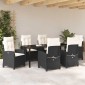 vidaXL Σέτ φαγητού για κήπο 7 τμχ. Μαύρο συνθετικό ρατάν