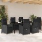 vidaXL Σέτ φαγητού για κήπο 7 τμχ. Μαύρο συνθετικό ρατάν