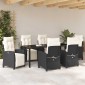 vidaXL Σέτ φαγητού για κήπο 7 τμχ. Μαύρο συνθετικό ρατάν