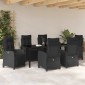 vidaXL Σέτ φαγητού για κήπο 7 τμχ. Μαύρο συνθετικό ρατάν