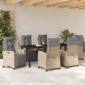 vidaXL Σέτ φαγητού για κήπο 7 τμχ. Μπεζ συνθετικό ρατάν