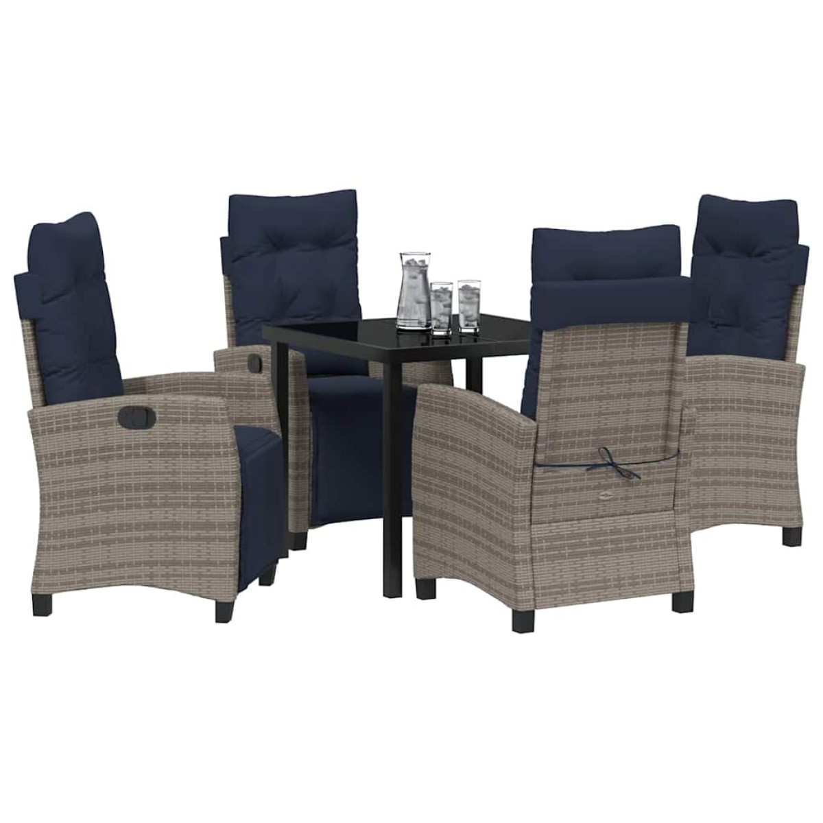 vidaXL Σέτ φαγητού για κήπο 5 τμχ. Γκρι συνθετικό ρατάν