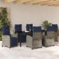 vidaXL Σέτ φαγητού για κήπο 7 τμχ. Γκρι συνθετικό ρατάν