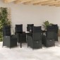 vidaXL Σέτ φαγητού για κήπο 7 τμχ. Μαύρο συνθετικό ρατάν