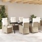 vidaXL Σέτ φαγητού για κήπο 7 τμχ. Μπεζ συνθετικό ρατάν
