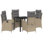 vidaXL Σέτ φαγητού για κήπο 5 τμχ. Μπεζ συνθετικό ρατάν