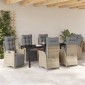 vidaXL Σέτ φαγητού για κήπο 7 τμχ. Μπεζ συνθετικό ρατάν