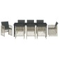 vidaXL Σέτ φαγητού για κήπο 9 τμχ. Ανοιχτό γκρι συνθετικό ρατάν