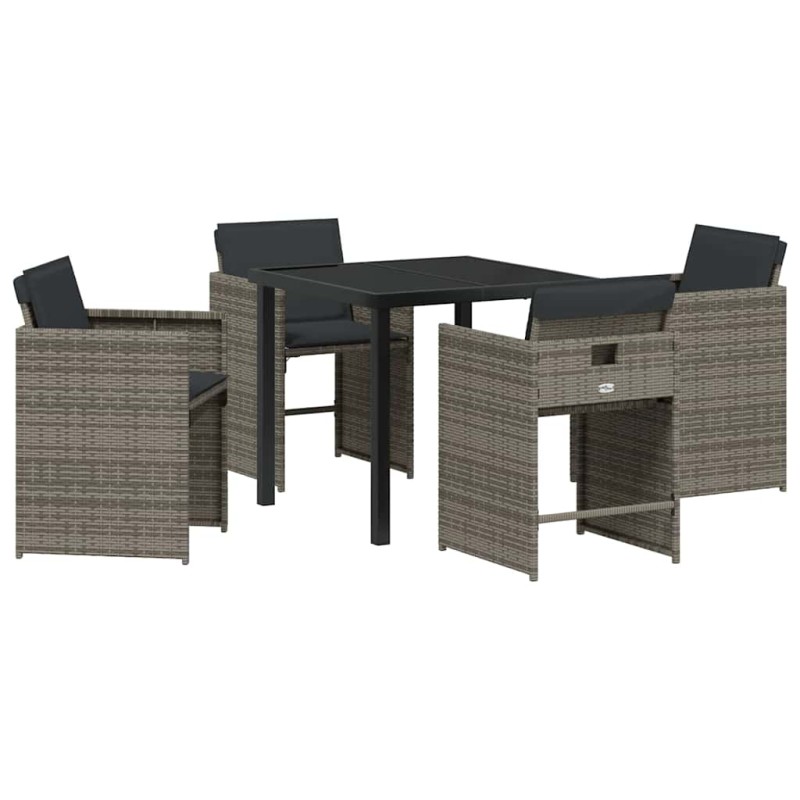 vidaXL Σέτ φαγητού για κήπο 5 τμχ. Γκρι συνθετικό ρατάν