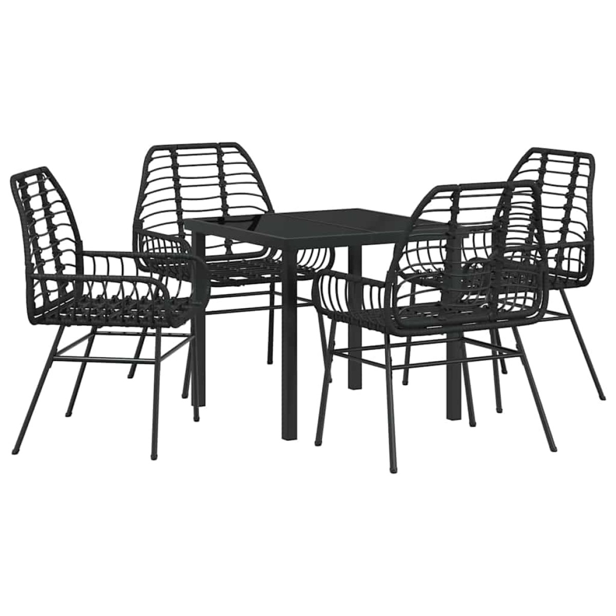 vidaXL Σέτ φαγητού για κήπο 5 τμχ. Μαύρο συνθετικό ρατάν