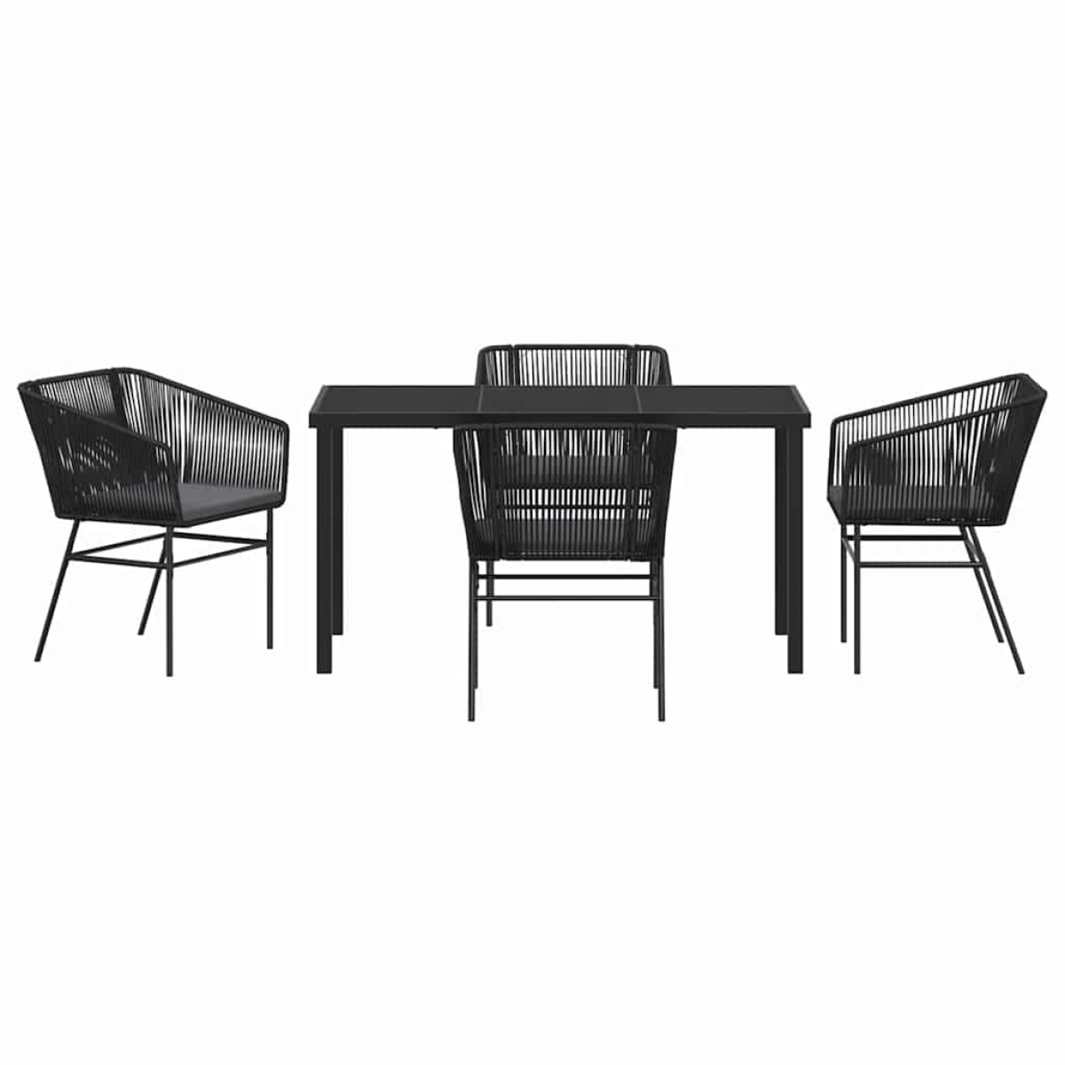 vidaXL Σέτ φαγητού για κήπο 5 τμχ. Μαύρο Χάλυβας με επίστρωση πούδρας