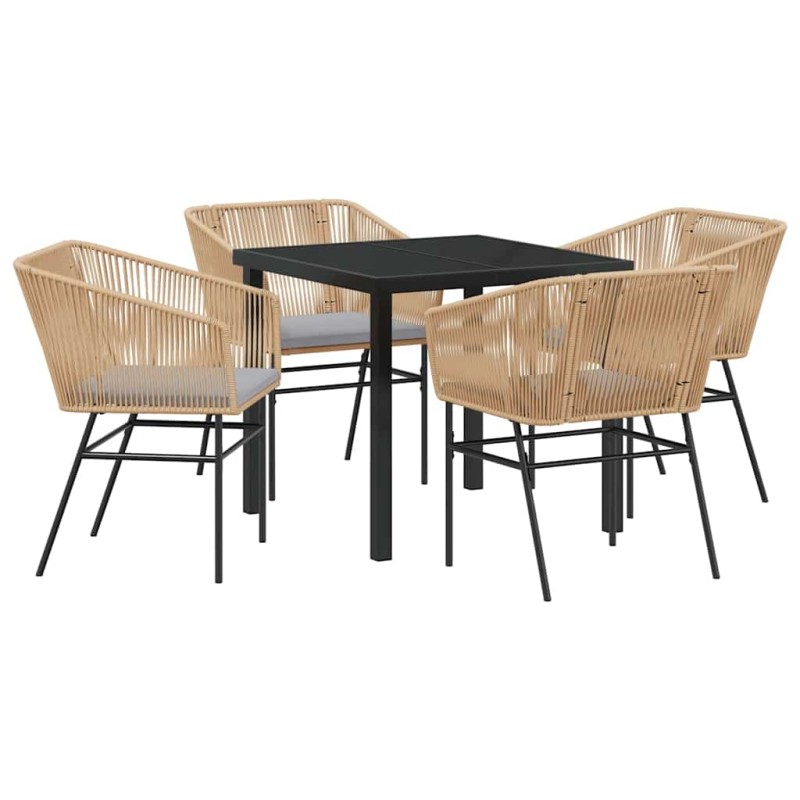 vidaXL Σέτ φαγητού για κήπο 5 τμχ. Καφέ Χάλυβας με επίστρωση πούδρας