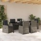 vidaXL Σέτ φαγητού για κήπο 7 τμχ. Γκρι συνθετικό ρατάν
