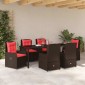 vidaXL Σέτ φαγητού για κήπο 7 τμχ. Καφέ Πολυ ράταν