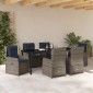 vidaXL Σέτ φαγητού για κήπο 7 τμχ. Γκρι Πολυ ράταν