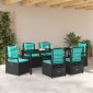vidaXL Σέτ φαγητού για κήπο 7 τμχ. Μαύρο συνθετικό ρατάν