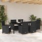 vidaXL Σέτ φαγητού για κήπο 7 τμχ. Μαύρο συνθετικό ρατάν