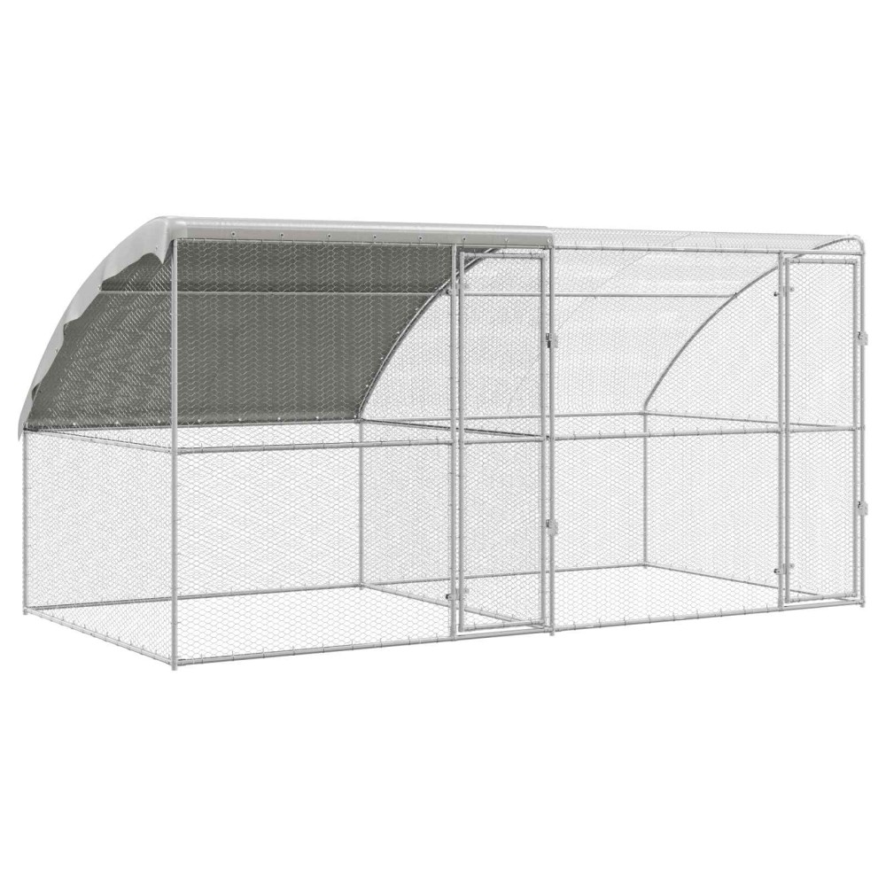 vidaXL Κλουβί για κότες 2 τμχ. Ασημί 400 x 200 x 200 εκ.