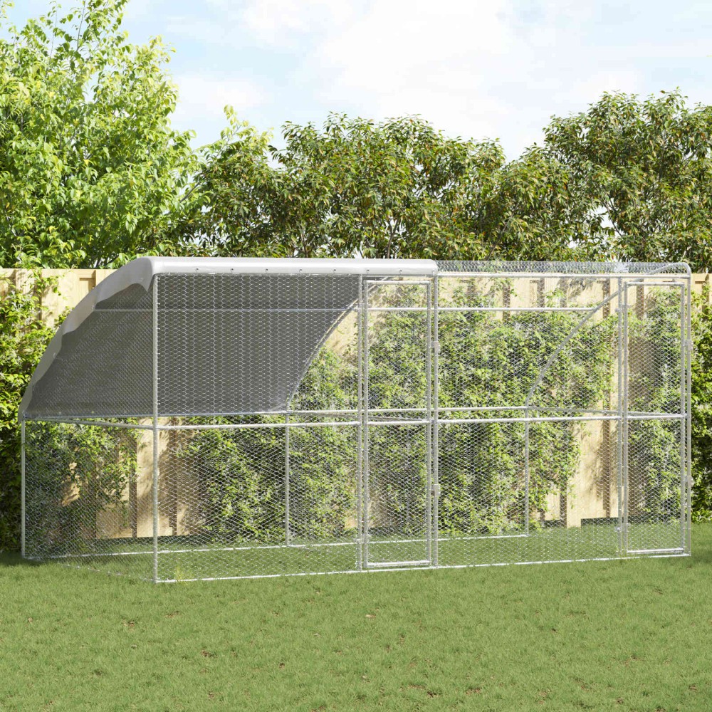 vidaXL Κλουβί για κότες 2 τμχ. Ασημί 400 x 200 x 200 εκ.