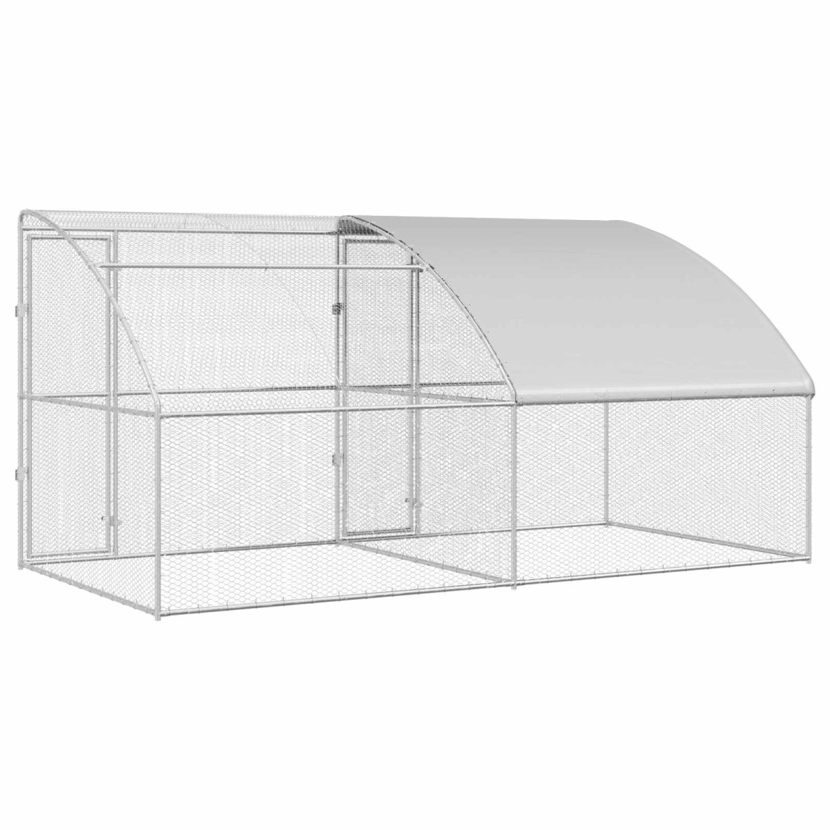 vidaXL Κλουβί για κότες 2 τμχ. Ασημί 400 x 200 x 200 εκ.