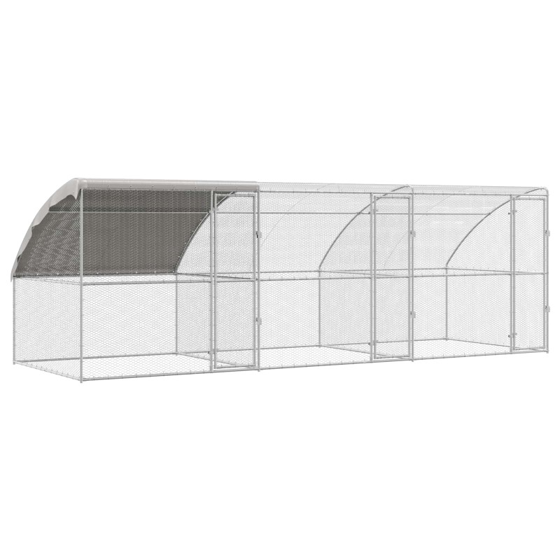 vidaXL Κλουβί για κότες 3 τμχ. Ασημί 600 x 200 x 200 εκ.