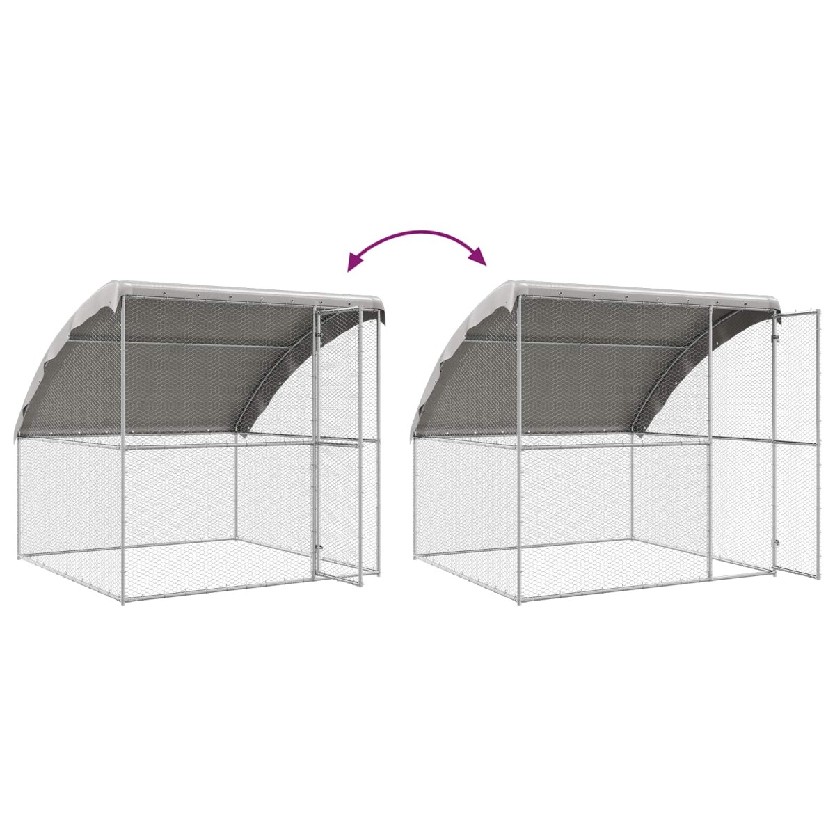 vidaXL Κλουβί για κότες 4 τμχ. Ασημί 800 x 200 x 200 εκ.