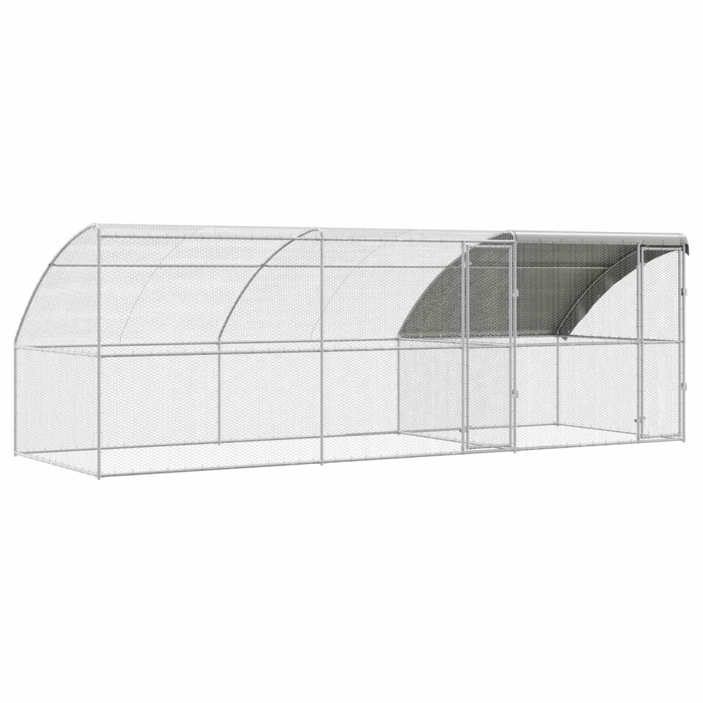vidaXL Κλουβί για κότες 3 τμχ. Ασημί 600 x 200 x 200 εκ.
