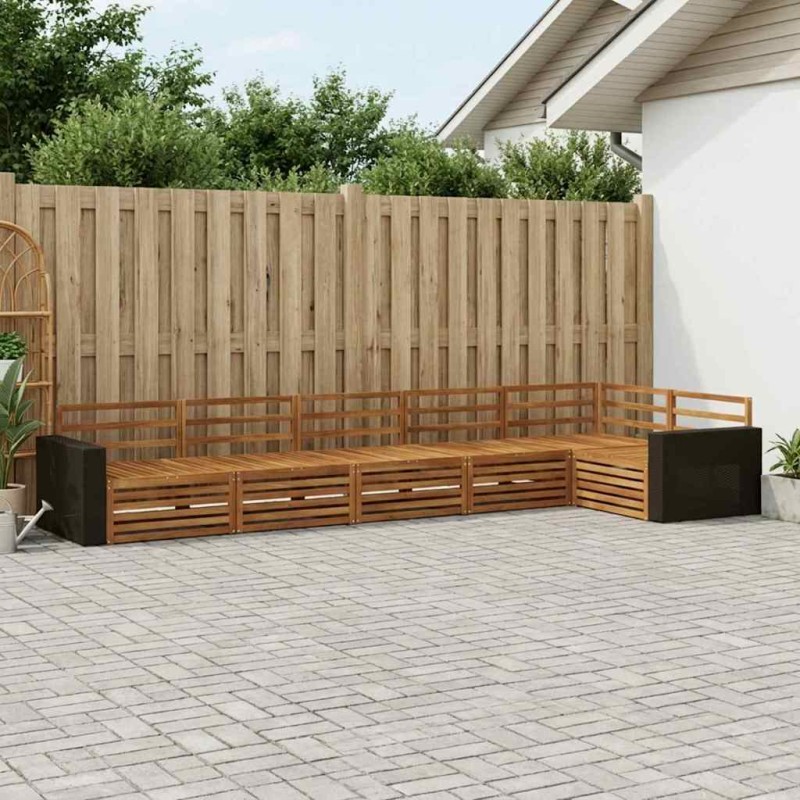 vidaXL Σειρά Καναπέ Εξωτερικού 6 τμχ. Φυσικό Στερεό Ξύλο Ακακίας