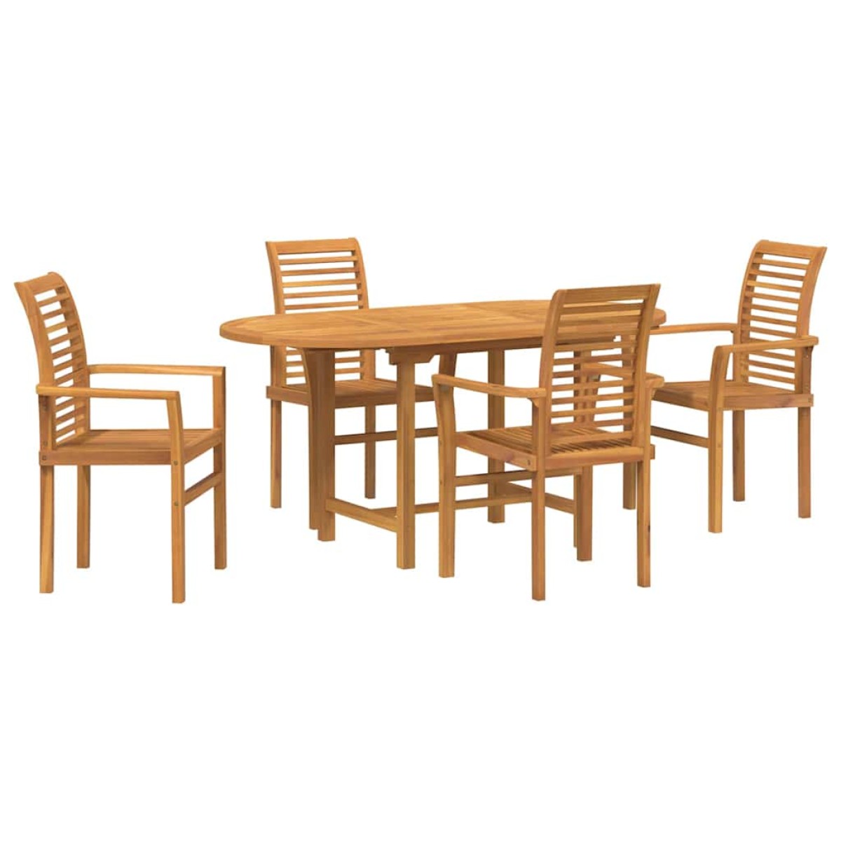 vidaXL Σέτ φαγητού για κήπο 5 τμχ. Καφέ Στερεό Ξύλο Τίκ