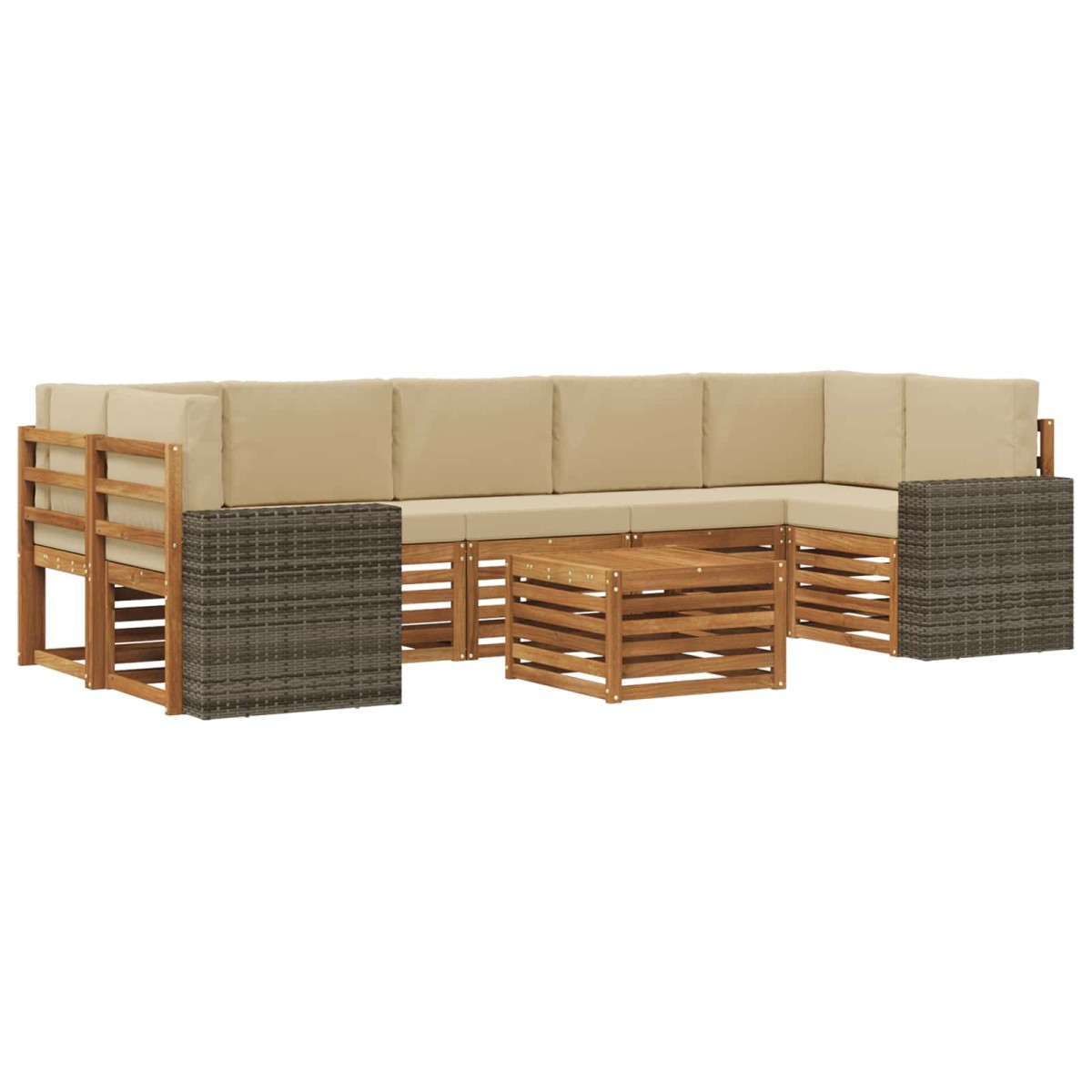 vidaXL Σειρά Καναπέ Εξωτερικού 8 τμχ. Φυσικό και Μπεζ