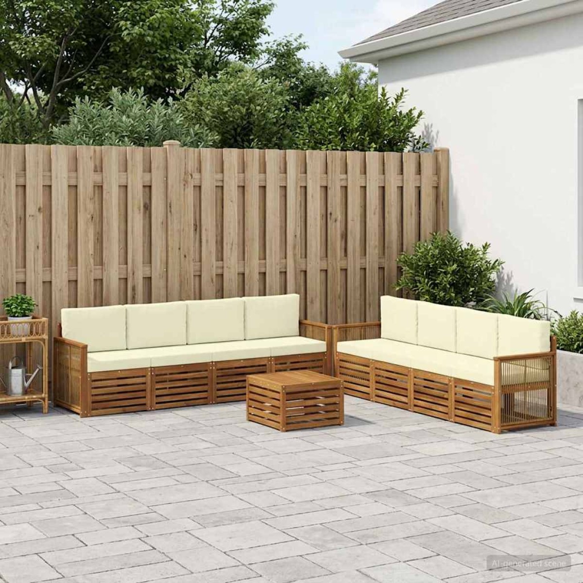 vidaXL Σειρά Καναπέ Εξωτερικού 9 τμχ. Φυσικό και Κρέμα