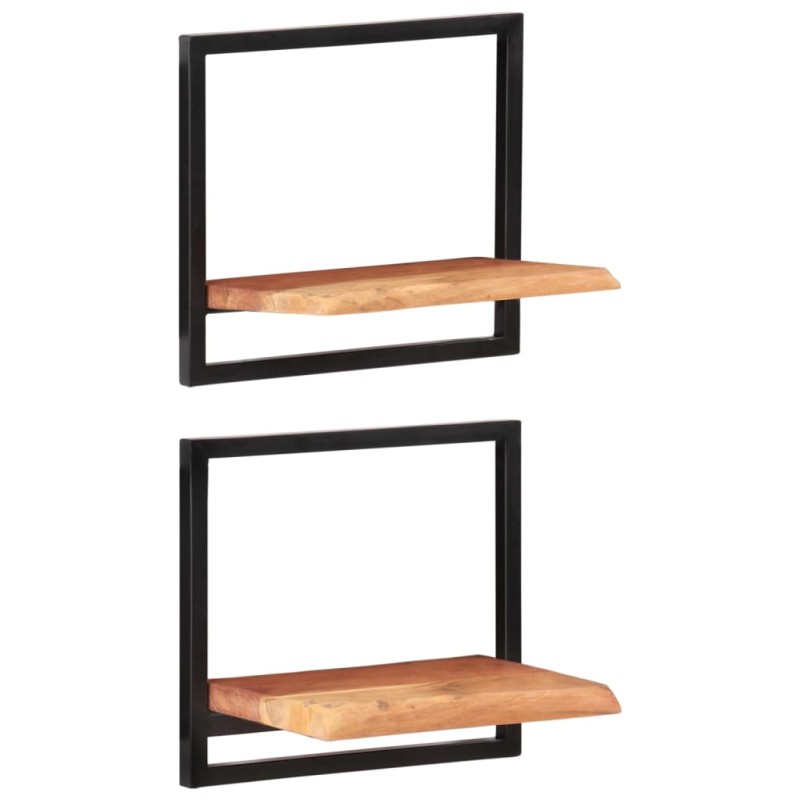 vidaXL Ράφια Τοίχου 2 Τεμ. 40x24x35 εκ. Μασίφ Ξύλο Ακακίας & Ατσάλι