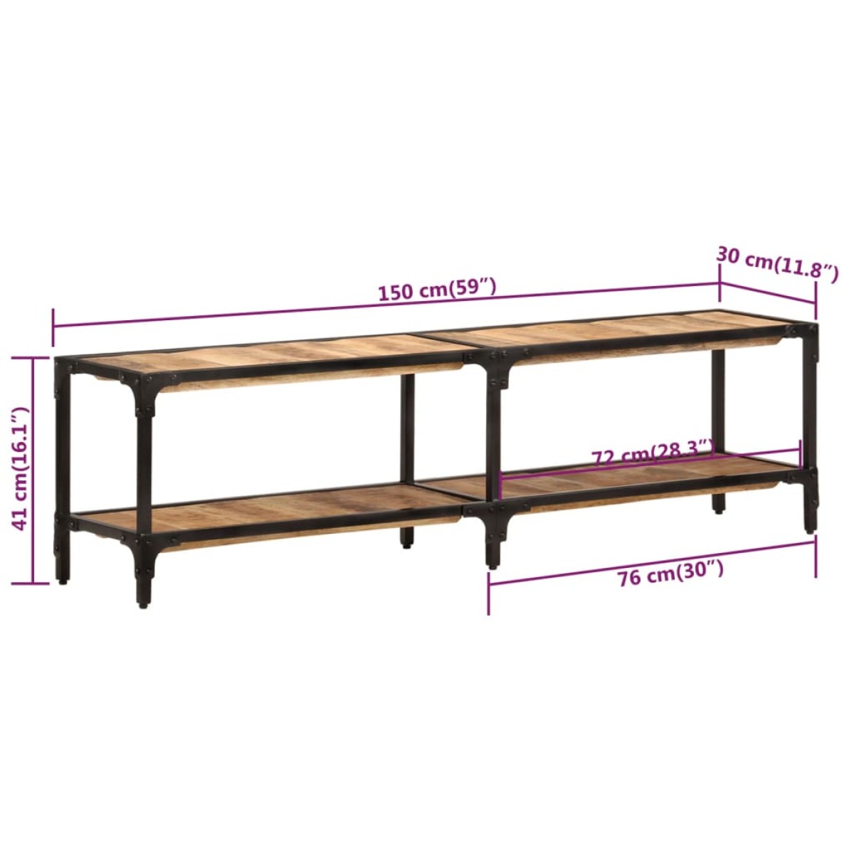 vidaXL Έπιπλο Τηλεόρασης 150 x 30 x 41 εκ. από Μασίφ Ξύλο Μάνγκο
