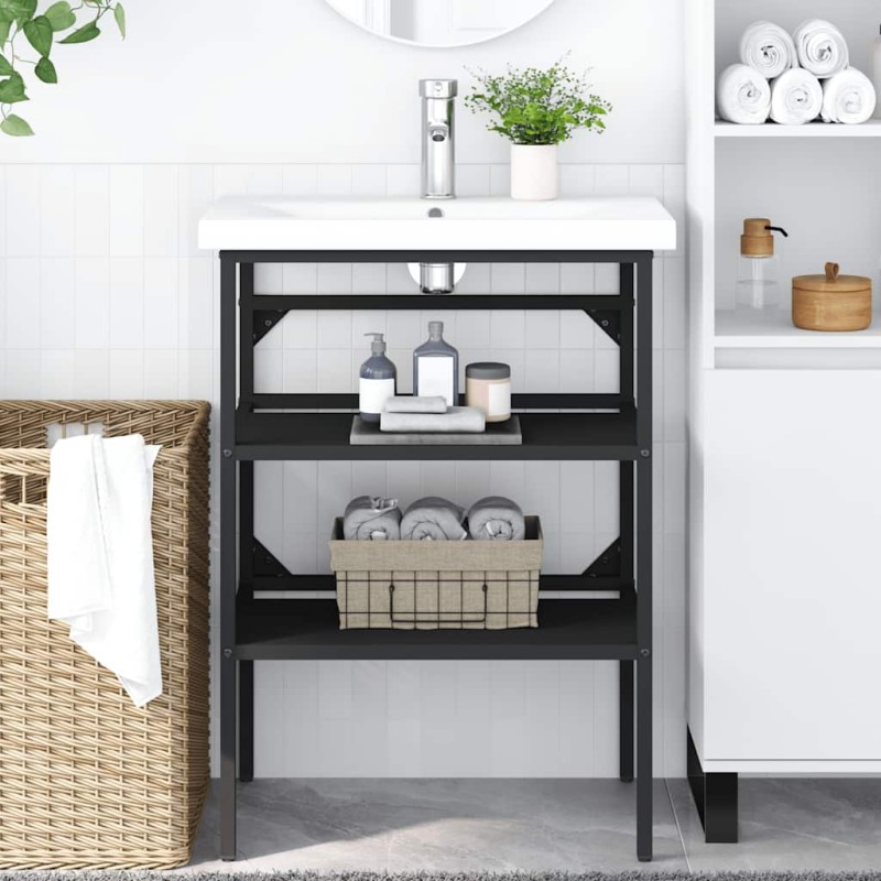 vidaXL Έπιπλο Μπάνιου Μαύρο 59 x 38 x 83 εκ. Σιδερένιο