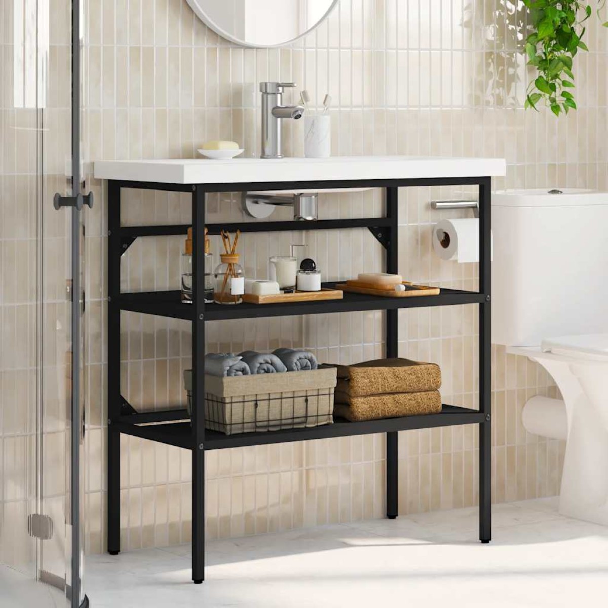 vidaXL Έπιπλο Μπάνιου Μαύρο 79 x 38 x 83 εκ. Σιδερένιο