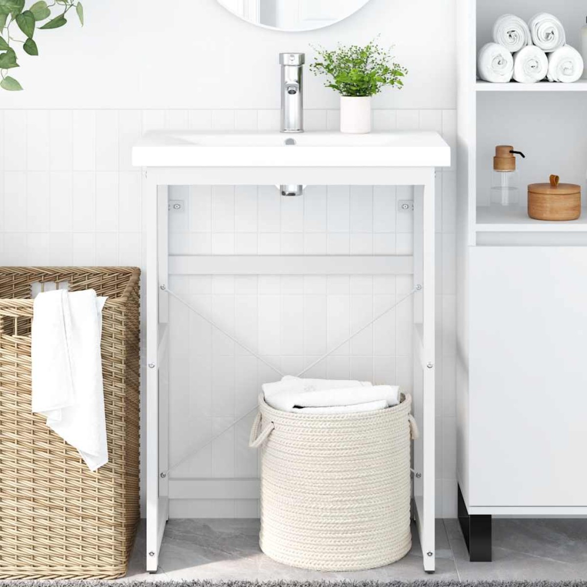 vidaXL Έπιπλο Μπάνιου Λευκό 59 x 38 x 83 εκ. Σιδερένιο
