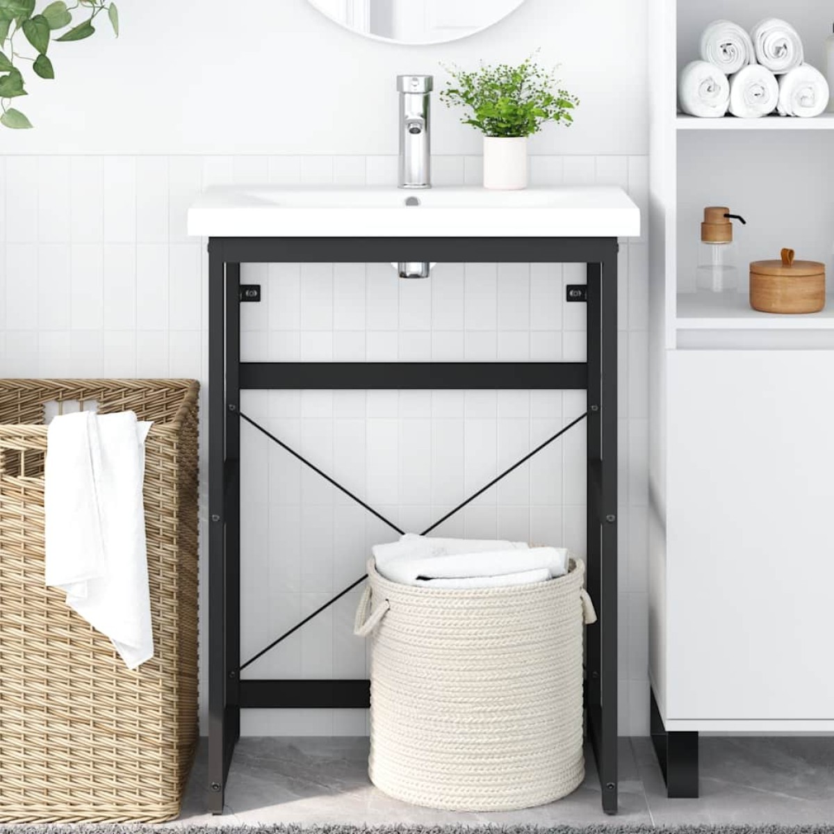 vidaXL Έπιπλο Μπάνιου Μαύρο 59 x 38 x 83 εκ. Σιδερένιο
