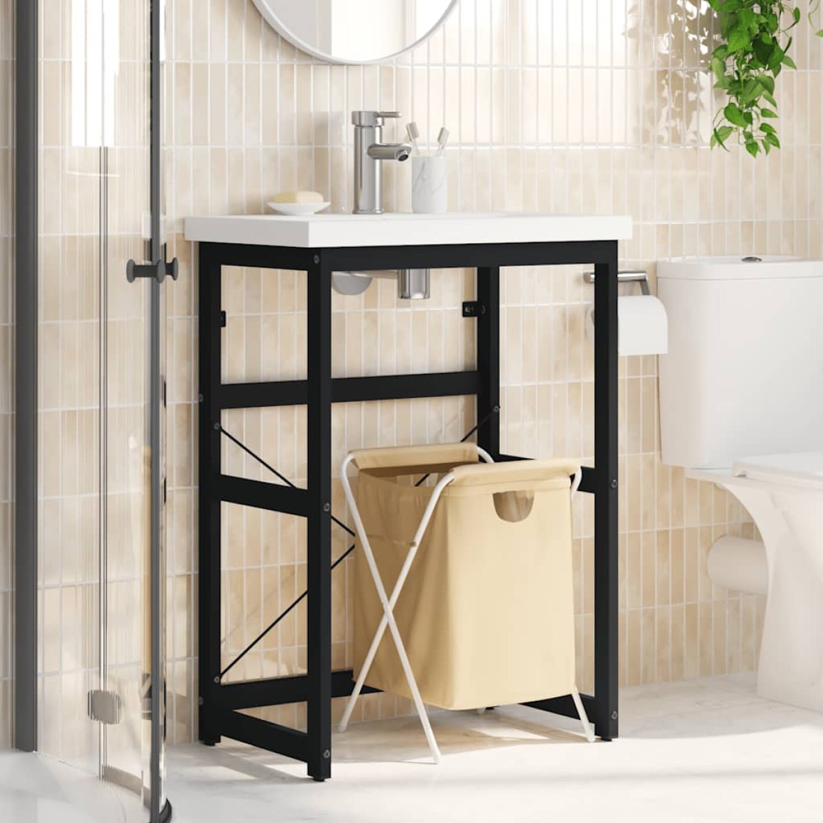 vidaXL Έπιπλο Μπάνιου Μαύρο 59 x 38 x 83 εκ. Σιδερένιο