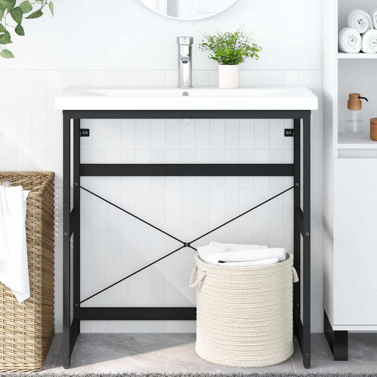 vidaXL Έπιπλο Μπάνιου Μαύρο 79 x 38 x 83 εκ. Σιδερένιο