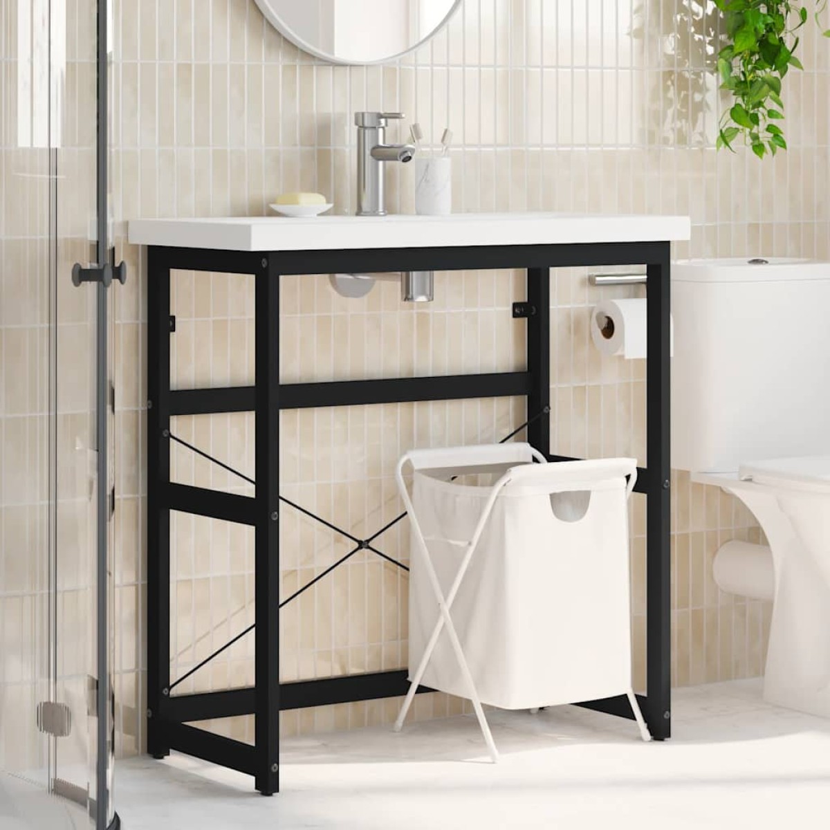 vidaXL Έπιπλο Μπάνιου Μαύρο 79 x 38 x 83 εκ. Σιδερένιο