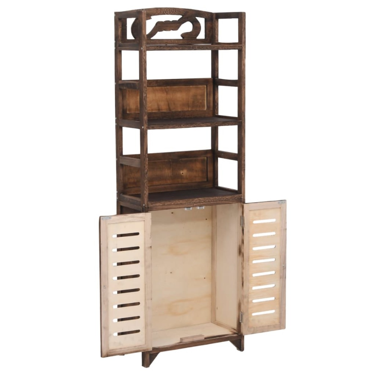 vidaXL Ντουλάπι Βιτρίνα Σκούρο Καφέ 46x24x140 εκ. Μασίφ Ξύλο Παυλώνιας