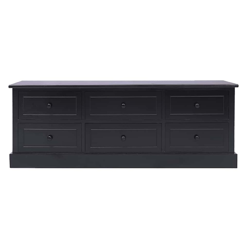 vidaXL Έπιπλο Τηλεόρασης Μαύρο 108x30x40 εκ. από Μασίφ Ξύλο Παυλώνιας