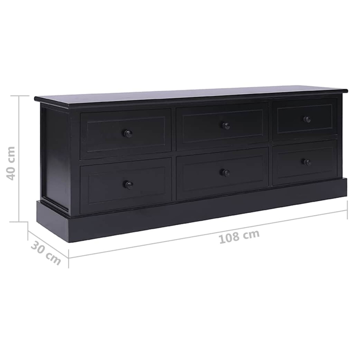 vidaXL Έπιπλο Τηλεόρασης Μαύρο 108x30x40 εκ. από Μασίφ Ξύλο Παυλώνιας
