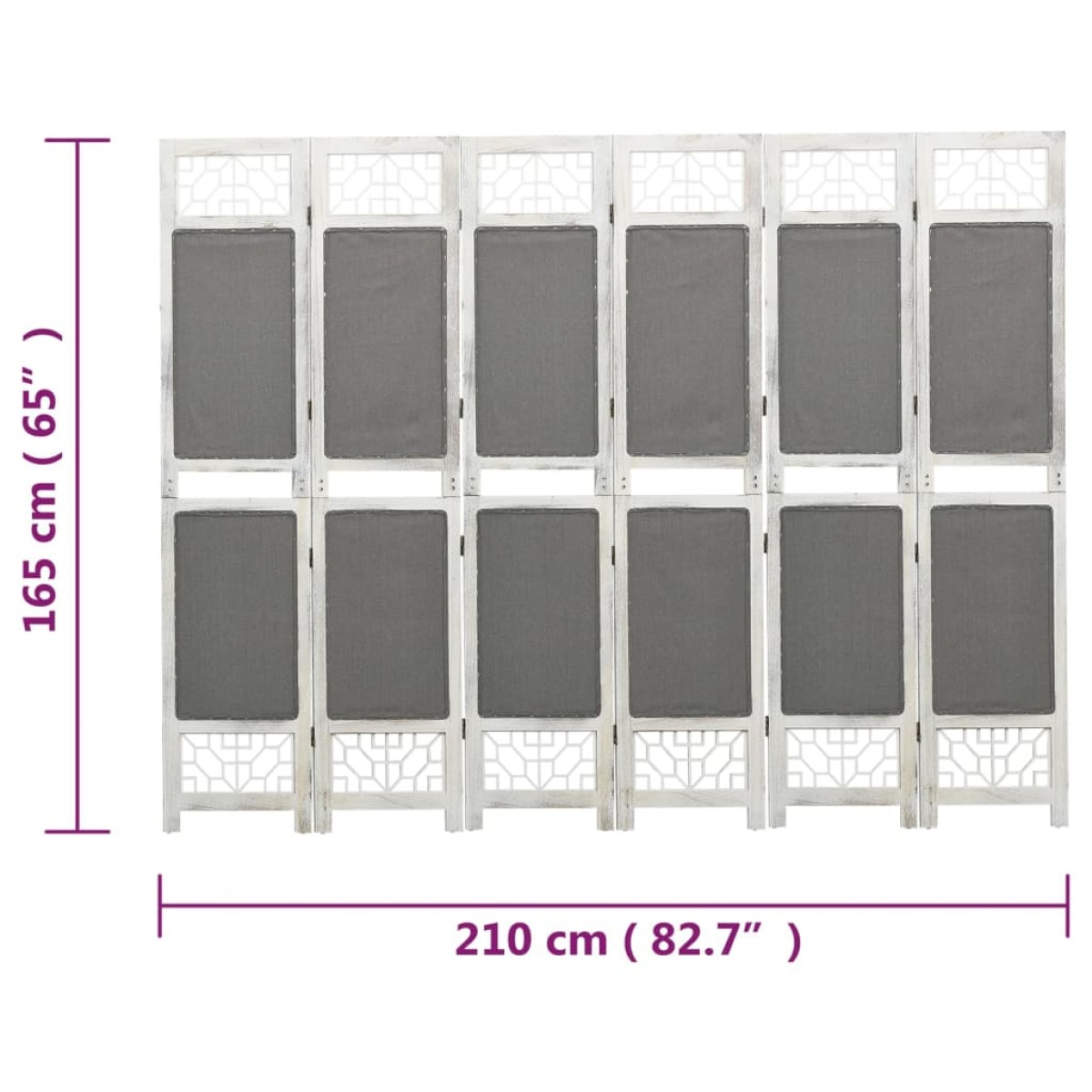 vidaXL Διαχωριστικό Δωματίου με 6 Πάνελ Γκρι 210 x 165 εκ. Υφασμάτινο
