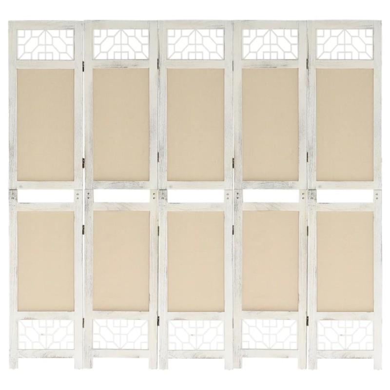 vidaXL Διαχωριστικό Δωματίου με 5 Πάνελ Κρεμ 175 x 165 εκ. Υφασμάτινο