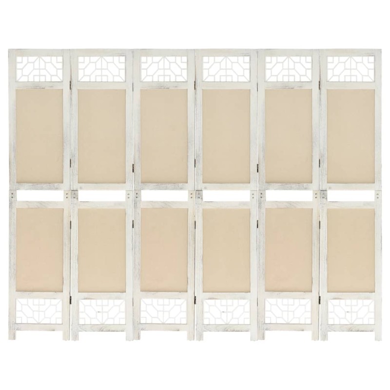 vidaXL Διαχωριστικό Δωματίου με 6 Πάνελ Κρεμ 210 x 165 εκ. Υφασμάτινο