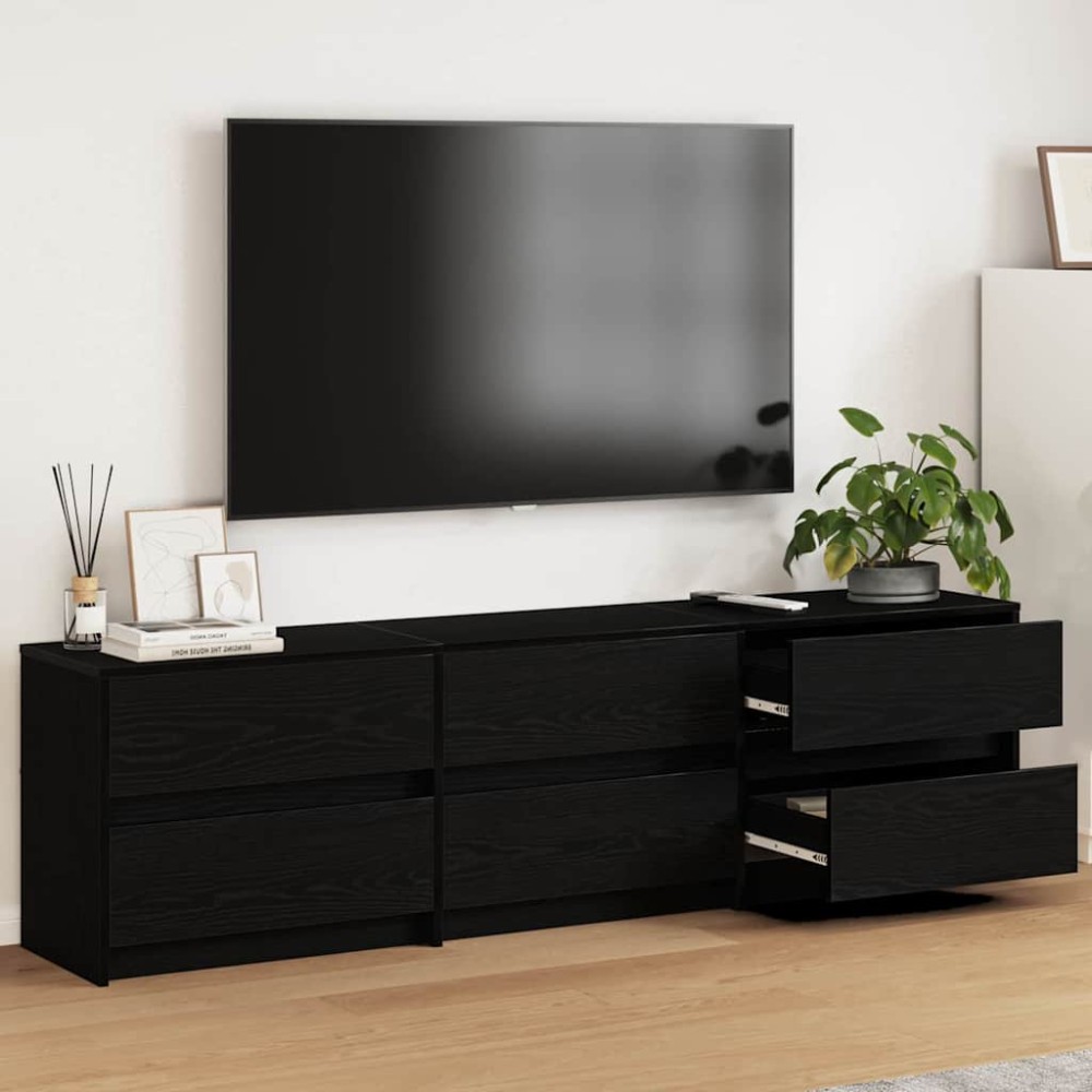 vidaXL Μονάδες TV 180 x 34 x 50 εκ Μαύρη Οξυά Επεξεργασμένο Ξύλο