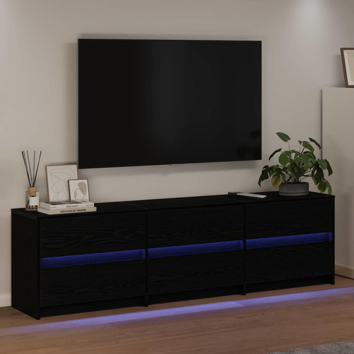 vidaXL Μονάδες TV 180 x 34 x 50 εκ Μαύρη Οξυά Επεξεργασμένο Ξύλο