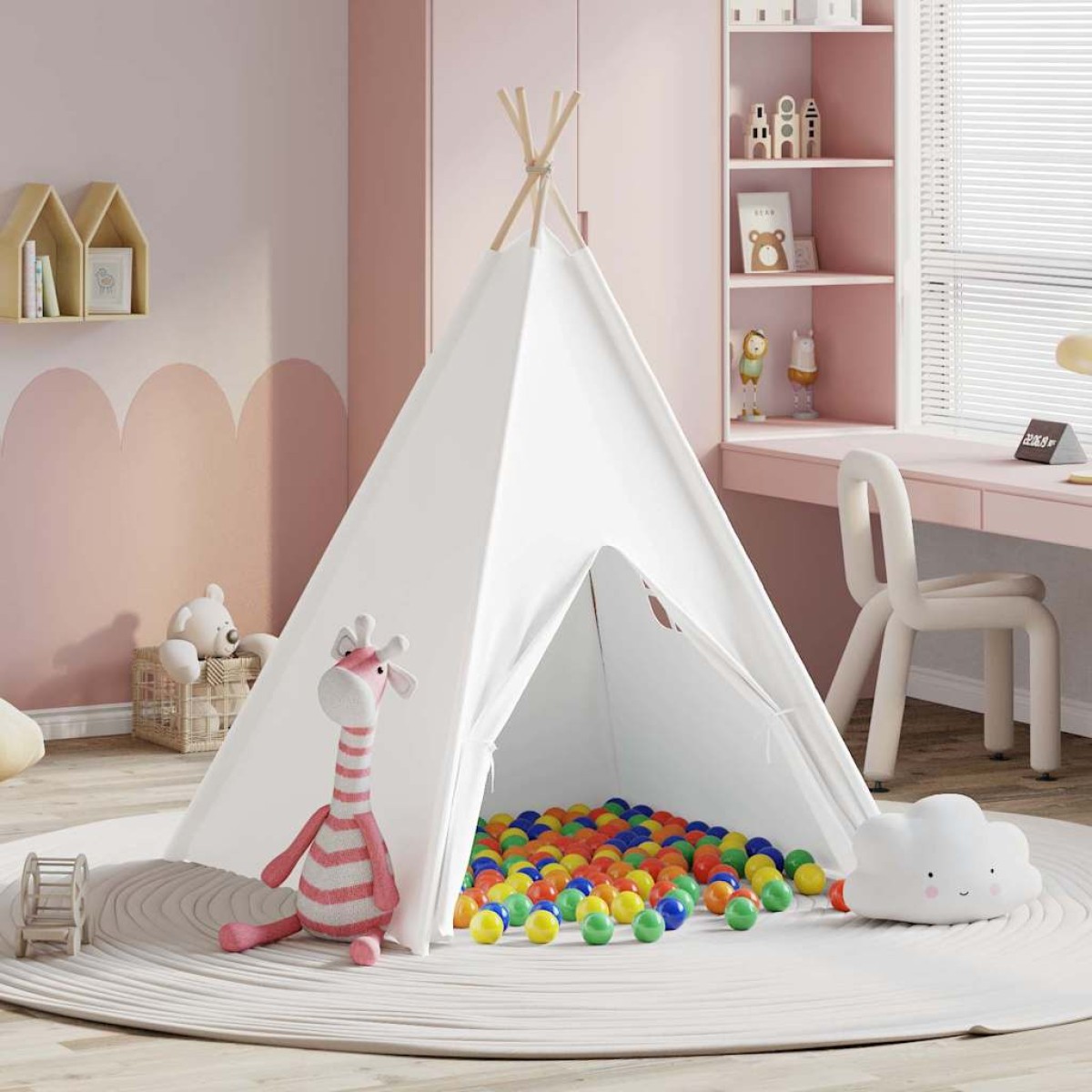 vidaXL Σκηνίτσα Teepee Λευκό 120 x 120 x 150 cm